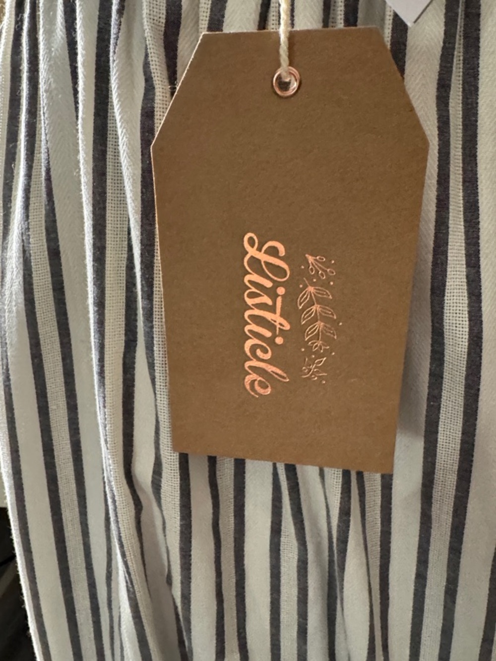 Listicle Cream Maxi Dress with Black Stripes and Ruffle Detail - Picture 5 of 5